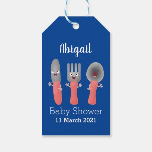 Cartoon van messenmakerswerk en van lepel cadeaulabel (Achterkant)