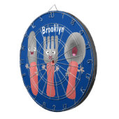 Cartoon van messenmakerswerk en van lepel dartbord (Voorkant Rechts)