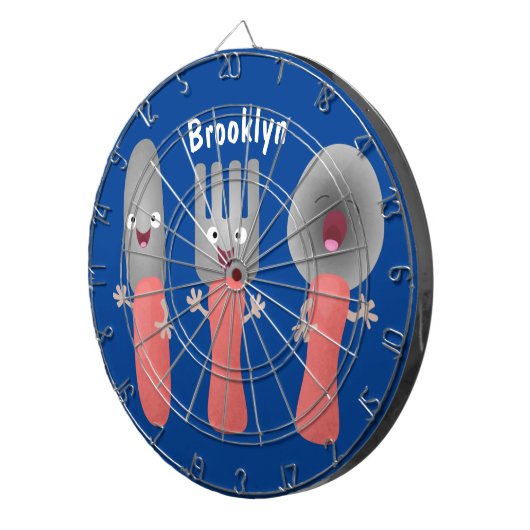 Cartoon van messenmakerswerk en van lepel dartbord (Voorkant Rechts)