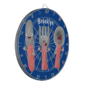 Cartoon van messenmakerswerk en van lepel dartbord (Voorkant Links)