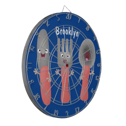 Cartoon van messenmakerswerk en van lepel dartbord (Voorkant Links)