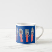 Cartoon van messenmakerswerk en van lepel espresso kop (Rechts)