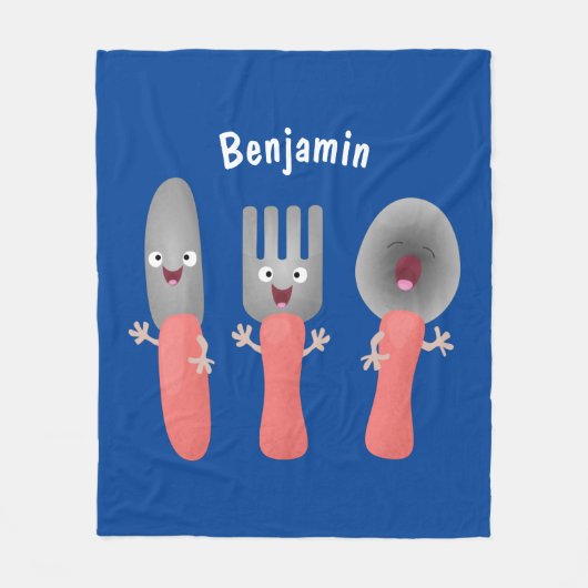 Cartoon van messenmakerswerk en van lepel fleece deken (Voorkant)