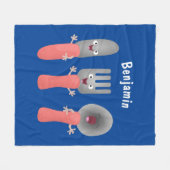 Cartoon van messenmakerswerk en van lepel fleece deken (Voorkant (Horizontaal))