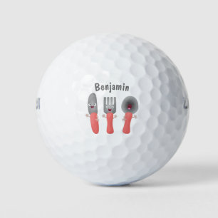 Cartoon van messenmakerswerk en van lepel golfballen
