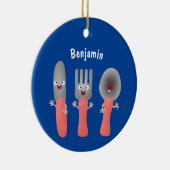 Cartoon van messenmakerswerk en van lepel keramisch ornament (Rechts)