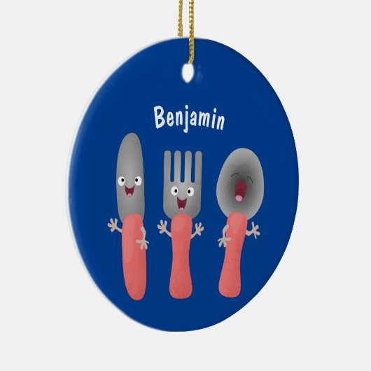 Cartoon van messenmakerswerk en van lepel keramisch ornament (Rechts)