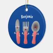 Cartoon van messenmakerswerk en van lepel keramisch ornament (Links)