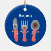 Cartoon van messenmakerswerk en van lepel keramisch ornament (Achterkant)