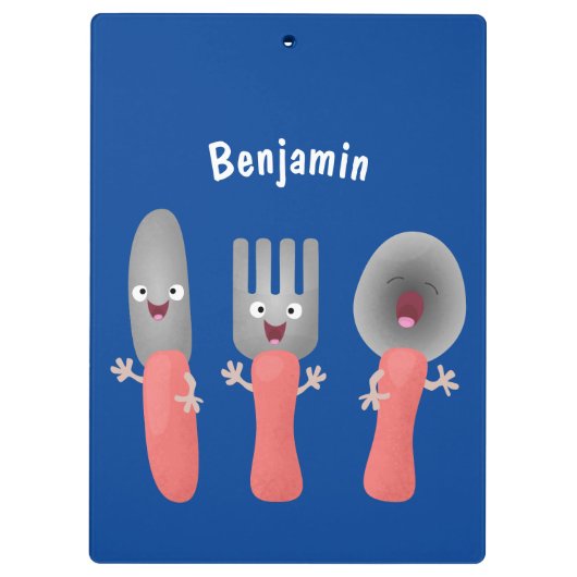 Cartoon van messenmakerswerk en van lepel klembord (Achterkant)