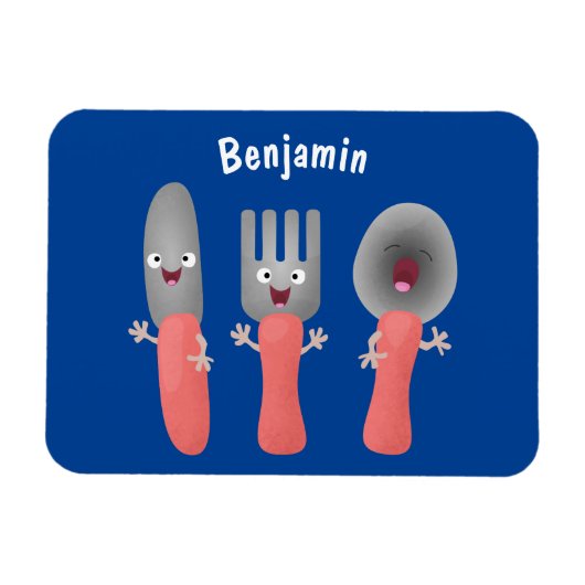 Cartoon van messenmakerswerk en van lepel magneet (Horizontaal)