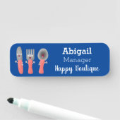 Cartoon van messenmakerswerk en van lepel naamplaatje (In situ)