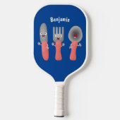 Cartoon van messenmakerswerk en van lepel pickleball paddle (Achterkant)