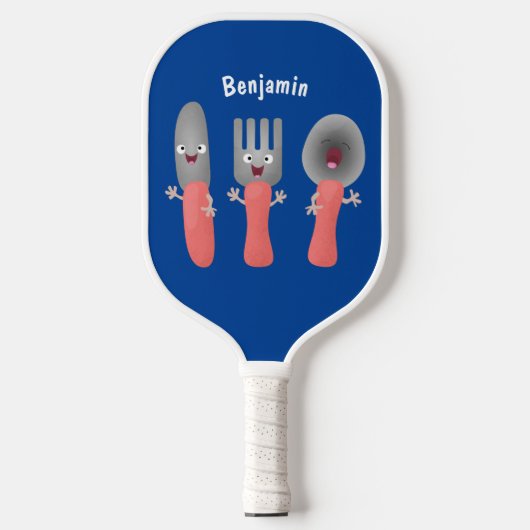 Cartoon van messenmakerswerk en van lepel pickleball paddle (Voorkant)