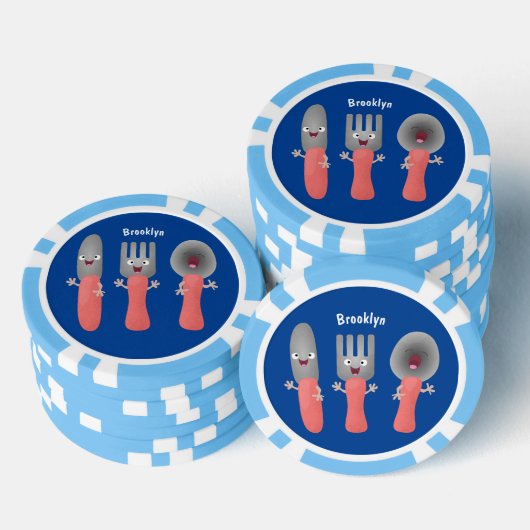 Cartoon van messenmakerswerk en van lepel poker chips (Opstapeling)