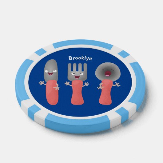 Cartoon van messenmakerswerk en van lepel poker chips (Enkel)
