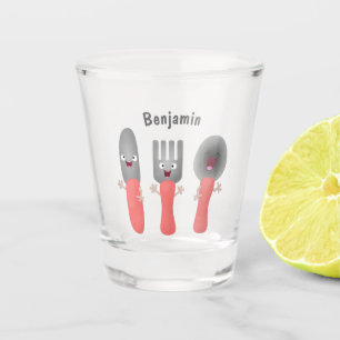 Cartoon van messenmakerswerk en van lepel shot glas