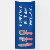 Cartoon van messenmakerswerk en van lepel spandoek (Verticaal)