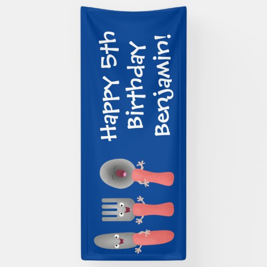 Cartoon van messenmakerswerk en van lepel spandoek (Verticaal)