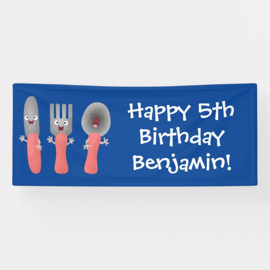 Cartoon van messenmakerswerk en van lepel spandoek (Horizontaal)