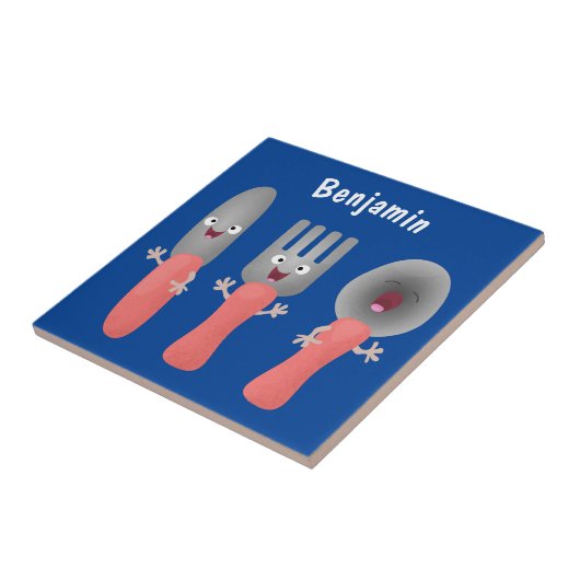 Cartoon van messenmakerswerk en van lepel tegeltje (Zijkant)