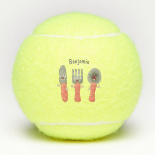 Cartoon van messenmakerswerk en van lepel tennisballen