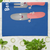 Cartoon van messenmakerswerk en van lepel theedoek (Gevouwen)