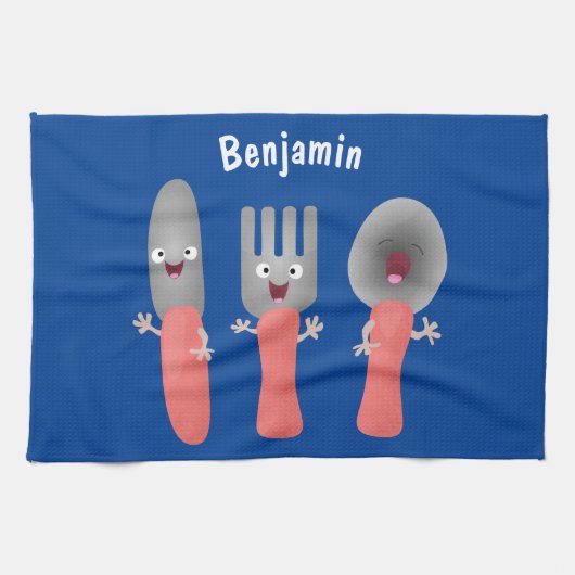 Cartoon van messenmakerswerk en van lepel theedoek (Horizontaal)