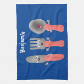 Cartoon van messenmakerswerk en van lepel theedoek (Verticaal)