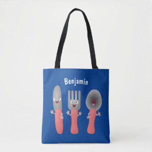 Cartoon van messenmakerswerk en van lepel tote bag