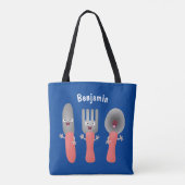 Cartoon van messenmakerswerk en van lepel tote bag (Achterkant)