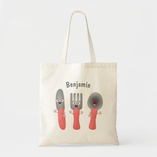 Cartoon van messenmakerswerk en van lepel tote bag (Voorkant)