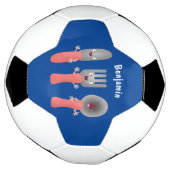 Cartoon van messenmakerswerk en van lepel voetbal (Gedraaid)