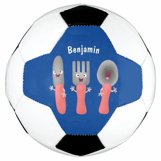 Cartoon van messenmakerswerk en van lepel voetbal (Voorkant)
