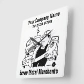 Cartoon van ongebluste metalen vierkante klok (Hoek)