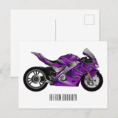 cartoon van Paarse sportmotor Briefkaart (Voorkant / Achterkant)