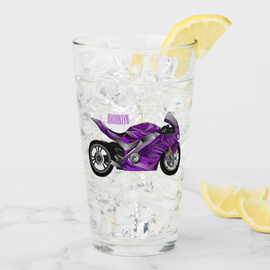 cartoon van Paarse sportmotor Glas (Achterkant ijs)