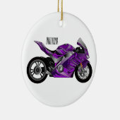 cartoon van Paarse sportmotor Keramisch Ornament (Rechts)