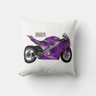 cartoon van Paarse sportmotor Kussen