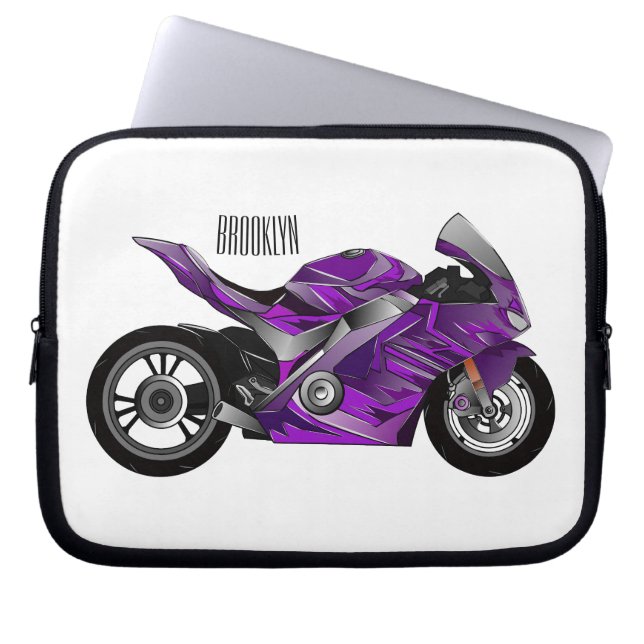 cartoon van Paarse sportmotor Laptop Sleeve (Voorkant)