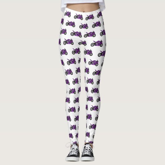 cartoon van Paarse sportmotor Leggings (Voorkant)
