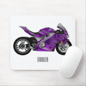 cartoon van Paarse sportmotor Muismat (Met muis)