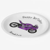 cartoon van Paarse sportmotor Papieren Bordje (Gekanteld)