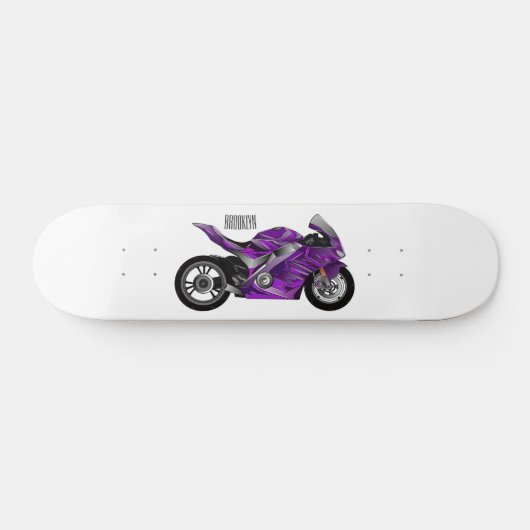 cartoon van Paarse sportmotor Persoonlijk Skateboard (Horizontaal)