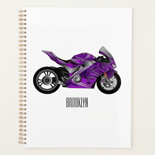 cartoon van Paarse sportmotor Planner (Voorkant)