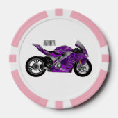 cartoon van Paarse sportmotor Poker Chips (Voorkant)