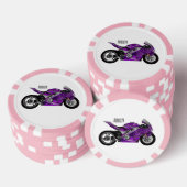 cartoon van Paarse sportmotor Poker Chips (Opstapeling)