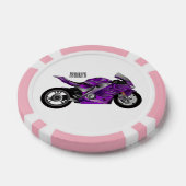 cartoon van Paarse sportmotor Poker Chips (Enkel)