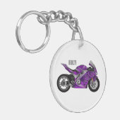 cartoon van Paarse sportmotor Sleutelhanger (Voorkant Links)
