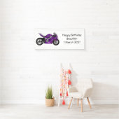 cartoon van Paarse sportmotor Spandoek (Insitu)